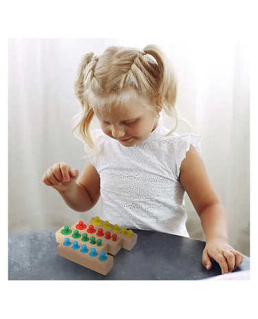 Ecotoys Bloques Sensoriales | Desarrolla el sentido del tacto y la coordinación - Set de rompecabezas de madera Montessori